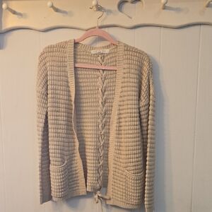 Pink Rose Taupe Waffle Knit Cardigan